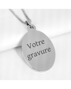 Pendentif gravé métal ovale