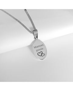 Pendentif gravé métal ovale petit