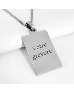 Pendentif gravé métal rectangulaire