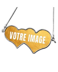 Pendentif photo double cœur sur chaîne