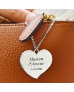 Pendentif gravé cœur maman